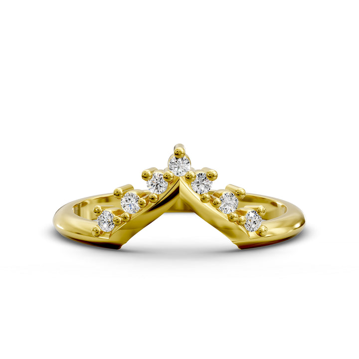 v shaped chevron diamond band with round brilliant stones