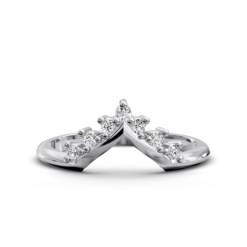 v shaped chevron diamond band with round brilliant stones