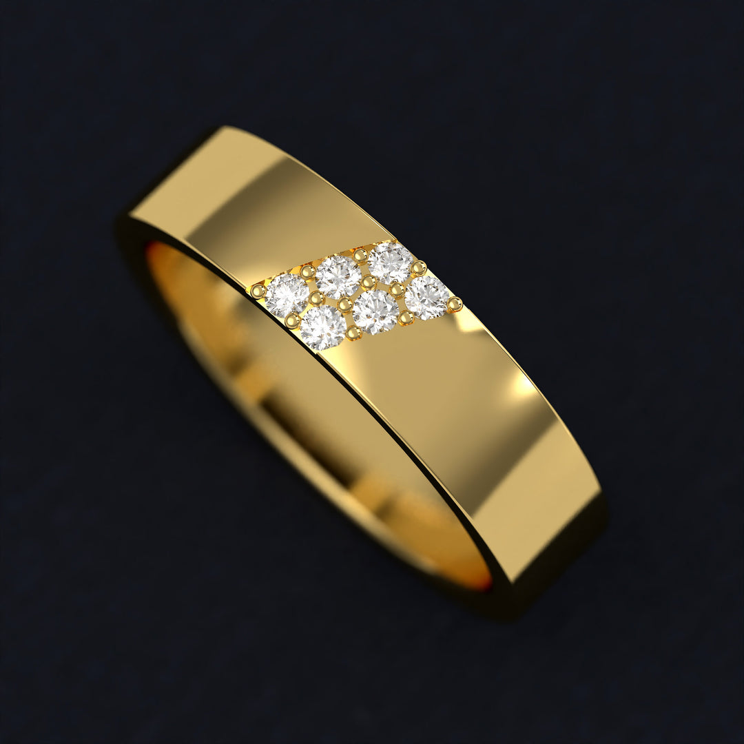 men’s band with center-set diamond cluster