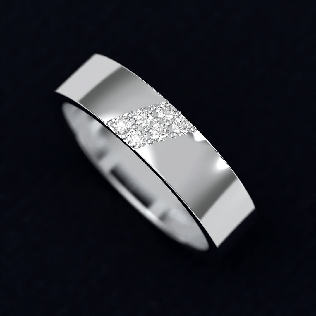 men’s band with center-set diamond cluster