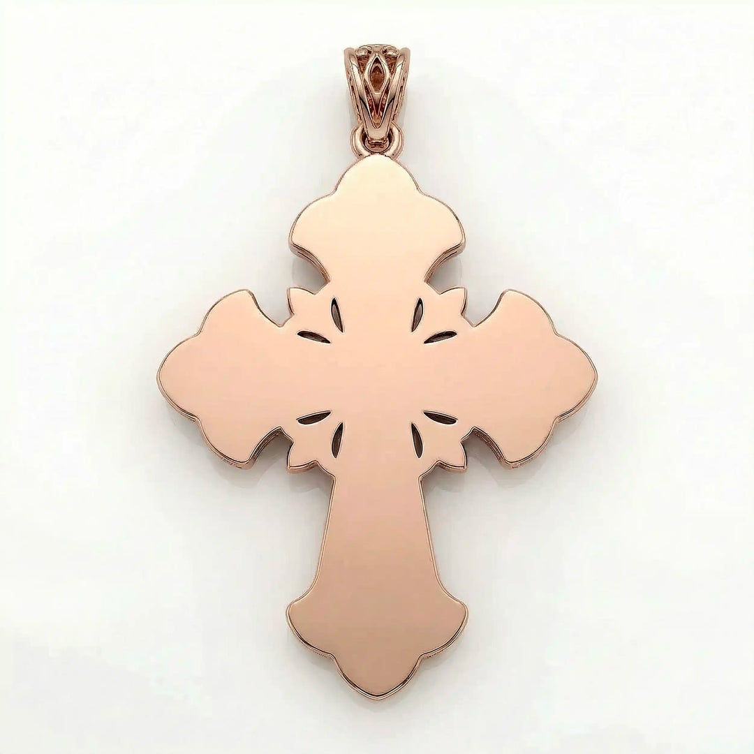 Ornate Coptic cross pendant necklace with decorative cross design displayed on white background.