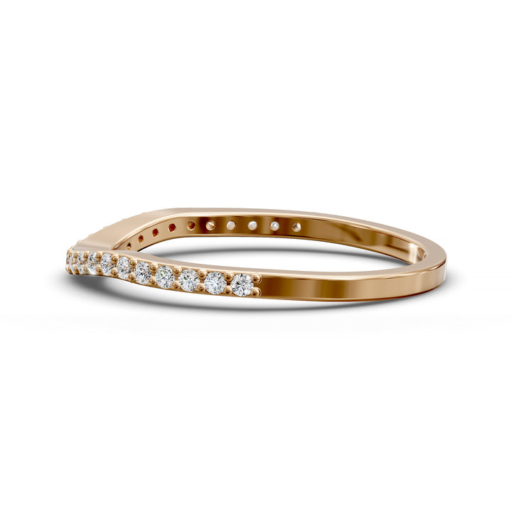 curved contour pavé diamond wedding band with notched design