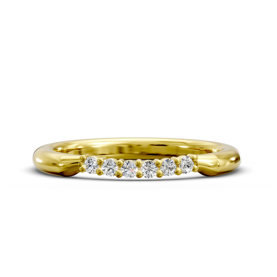 curved diamond wedding band with top cluster delicate stacking ring