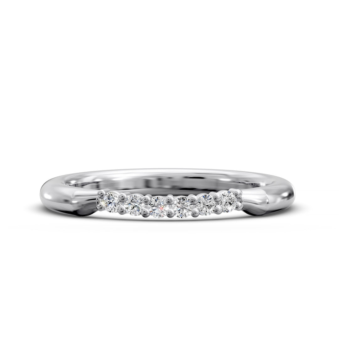 curved diamond wedding band with top cluster delicate stacking ring