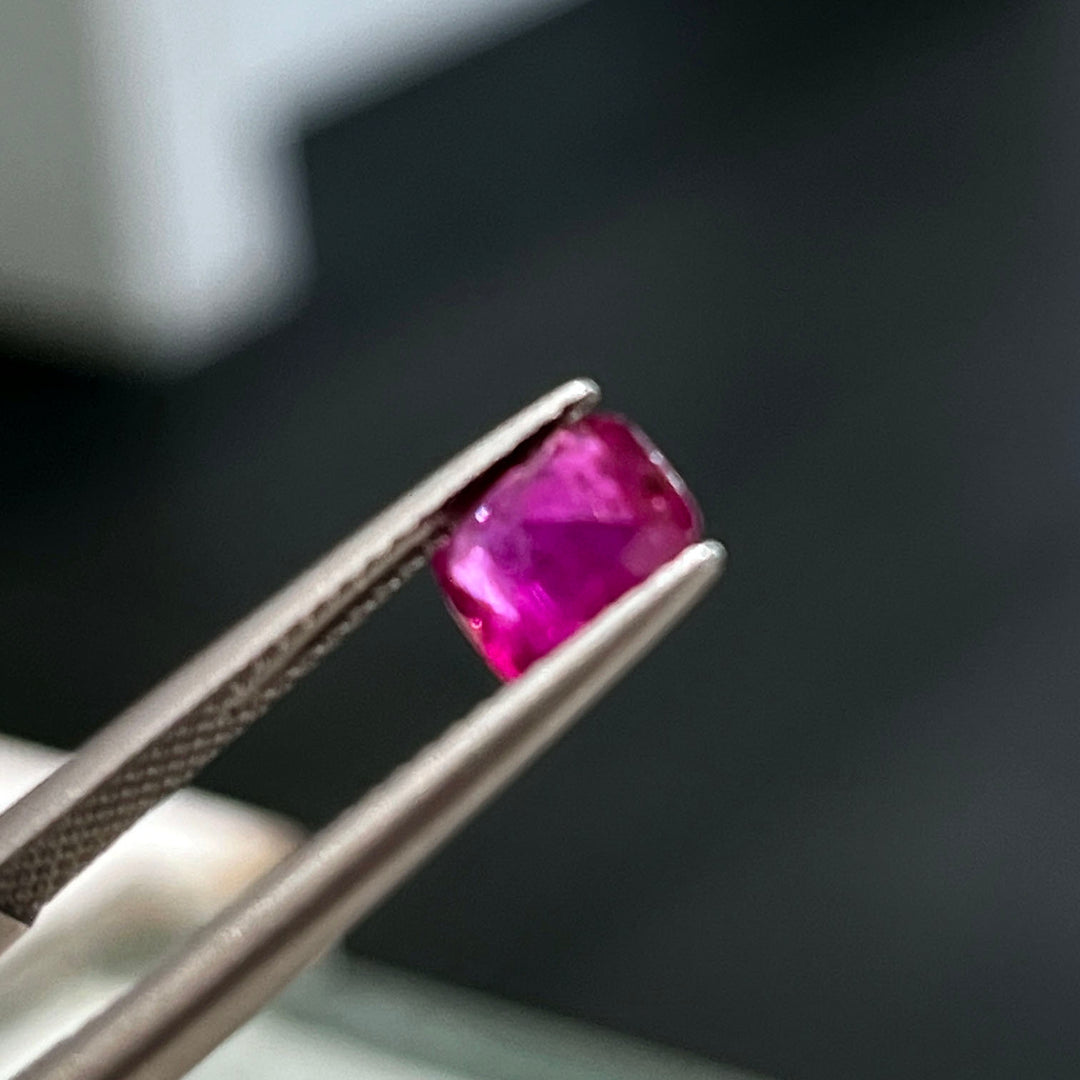 Cushion cut deep dark pink sapphire 1.32ct loose gemstone