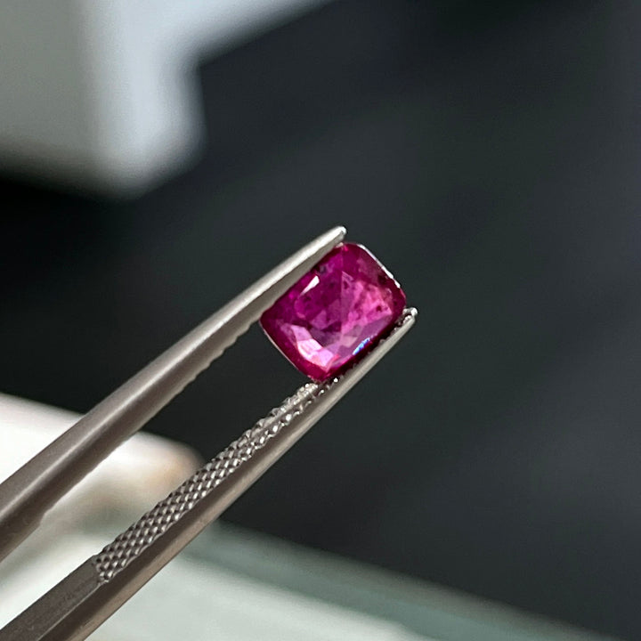 Cushion cut deep dark pink sapphire 1.32ct loose gemstone