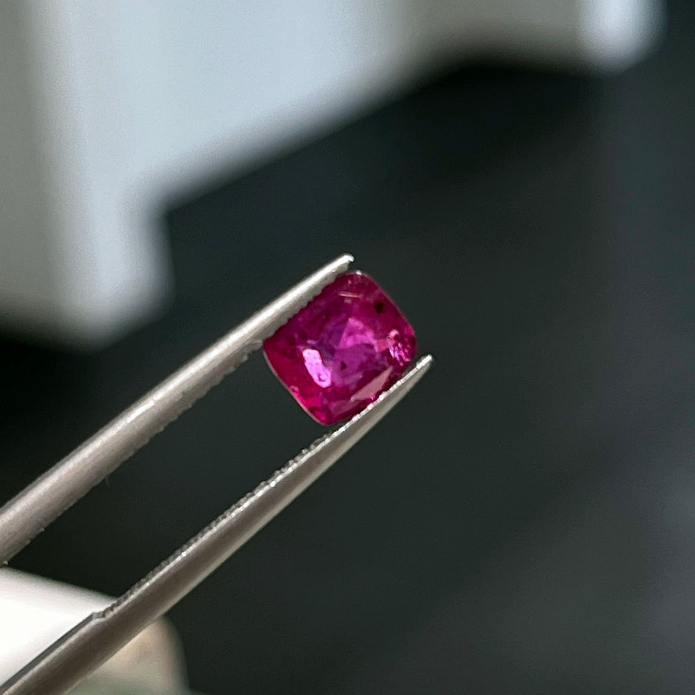Cushion cut deep dark pink sapphire 1.32ct loose gemstone