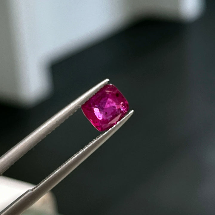Cushion cut deep dark pink sapphire 1.32ct loose gemstone