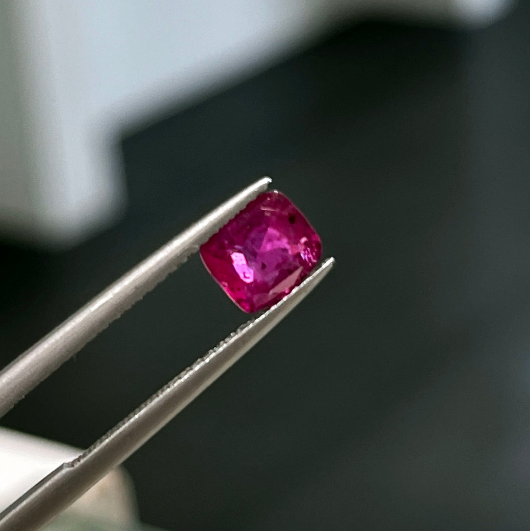 Cushion cut deep dark pink sapphire 1.32ct loose gemstone