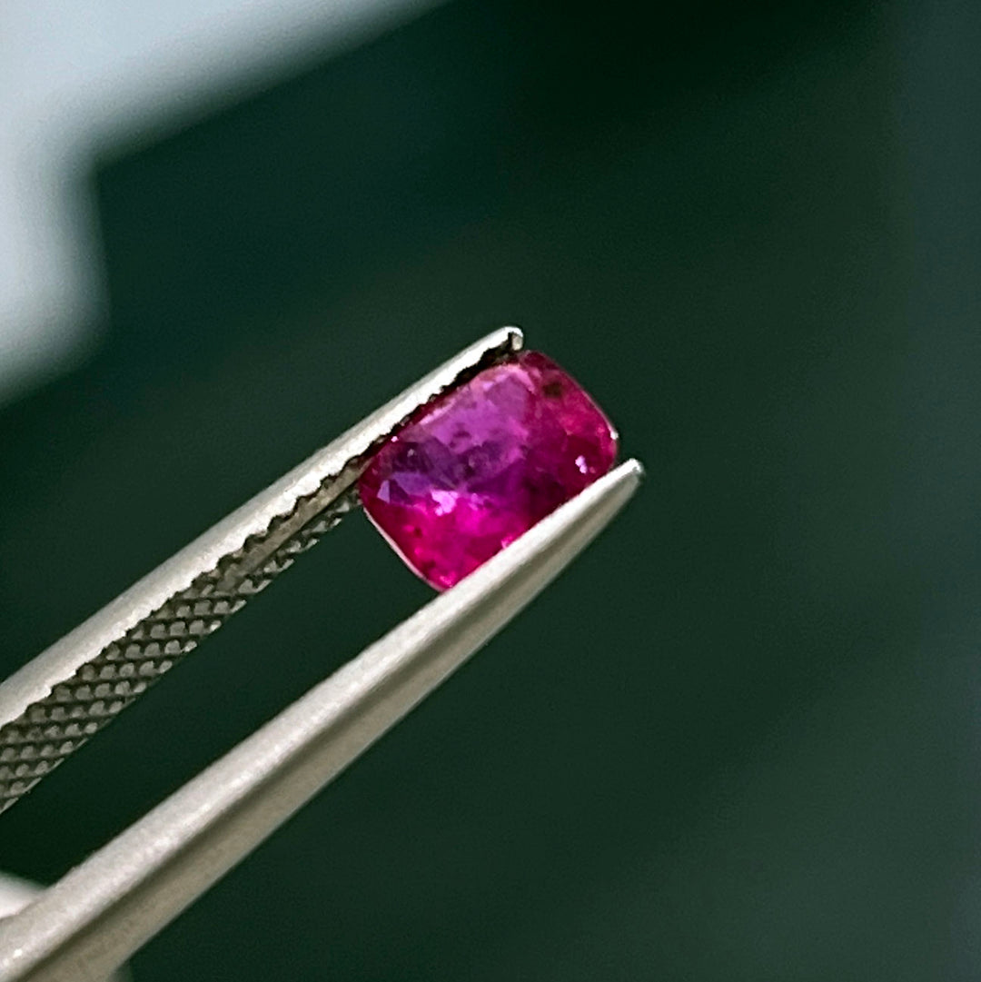 Cushion cut deep dark pink sapphire 1.32ct loose gemstone