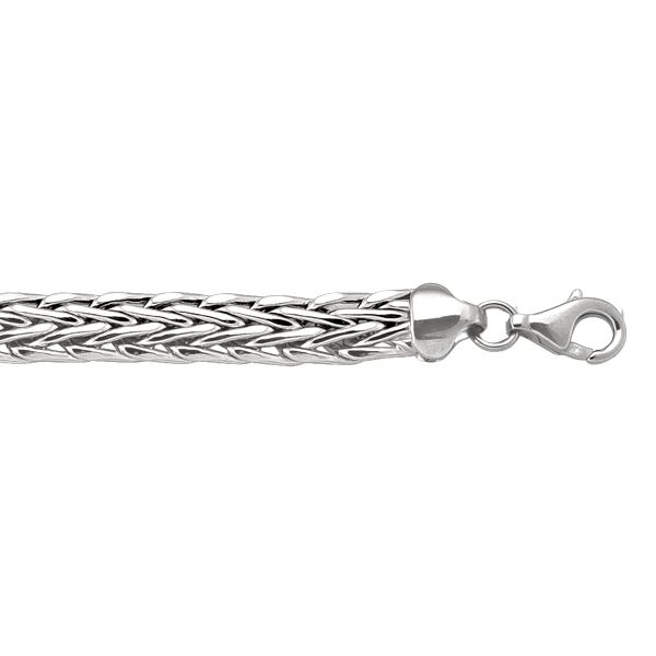 10K white gold hollow weave link bracelet with intricate woven chain design and lobster clasp, 6.3 mm wide.