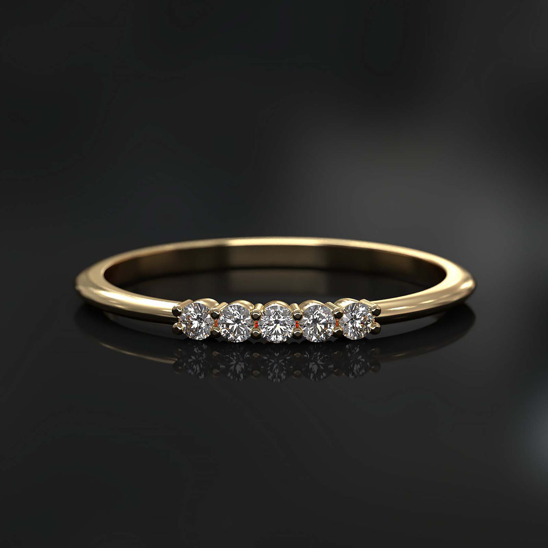 Dainty Lab Grown Diamond Band with Five Diamonds on Top