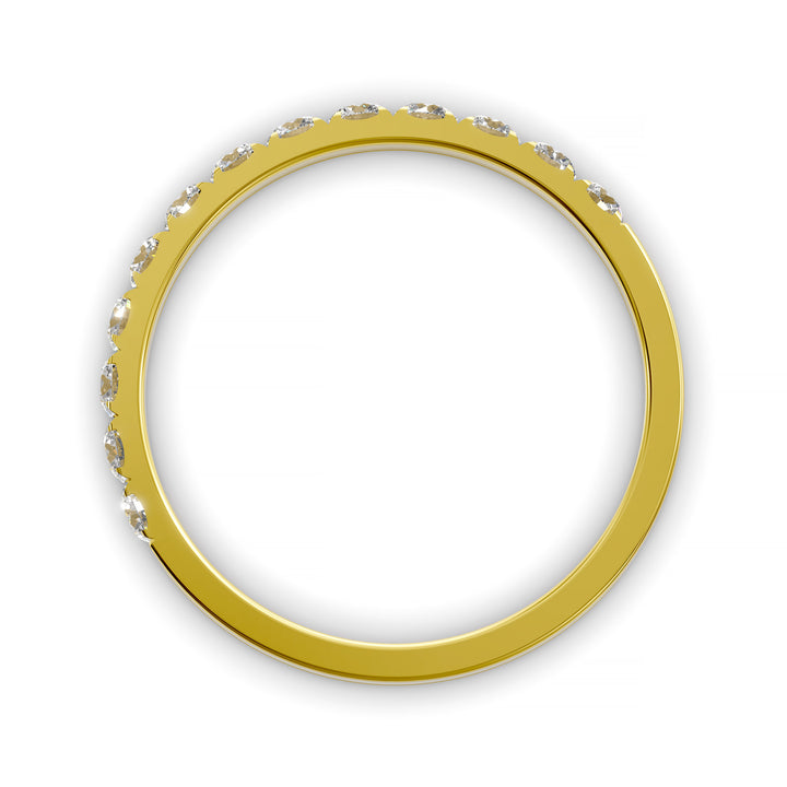 pavé stone wedding band with half eternity setting and polished shank