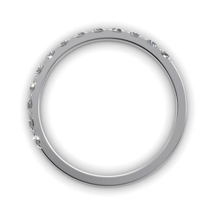 pavé stone wedding band with half eternity setting and polished shank