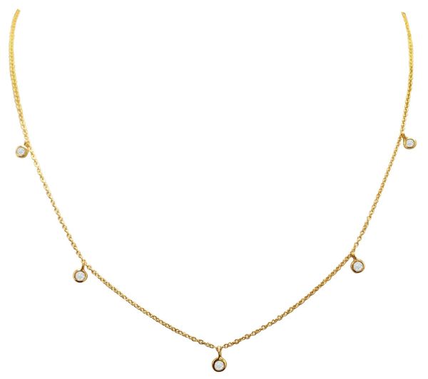 14K Yellow Gold Diamond Sprinkle Necklace – 18" Chain