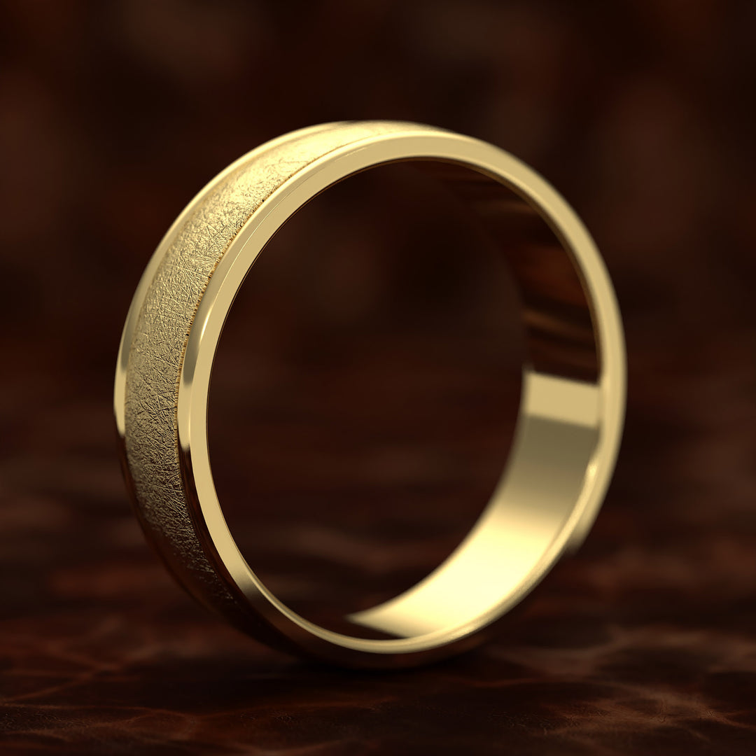 domed men’s band with ice-cut center and polished edges