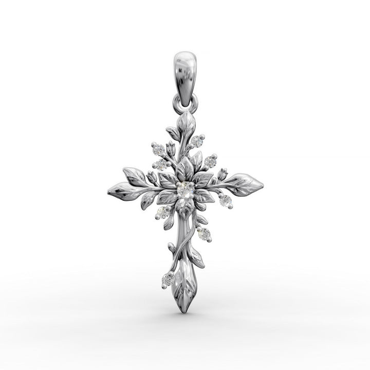 floral-cross-pendant-lab-diamonds-leaf-design