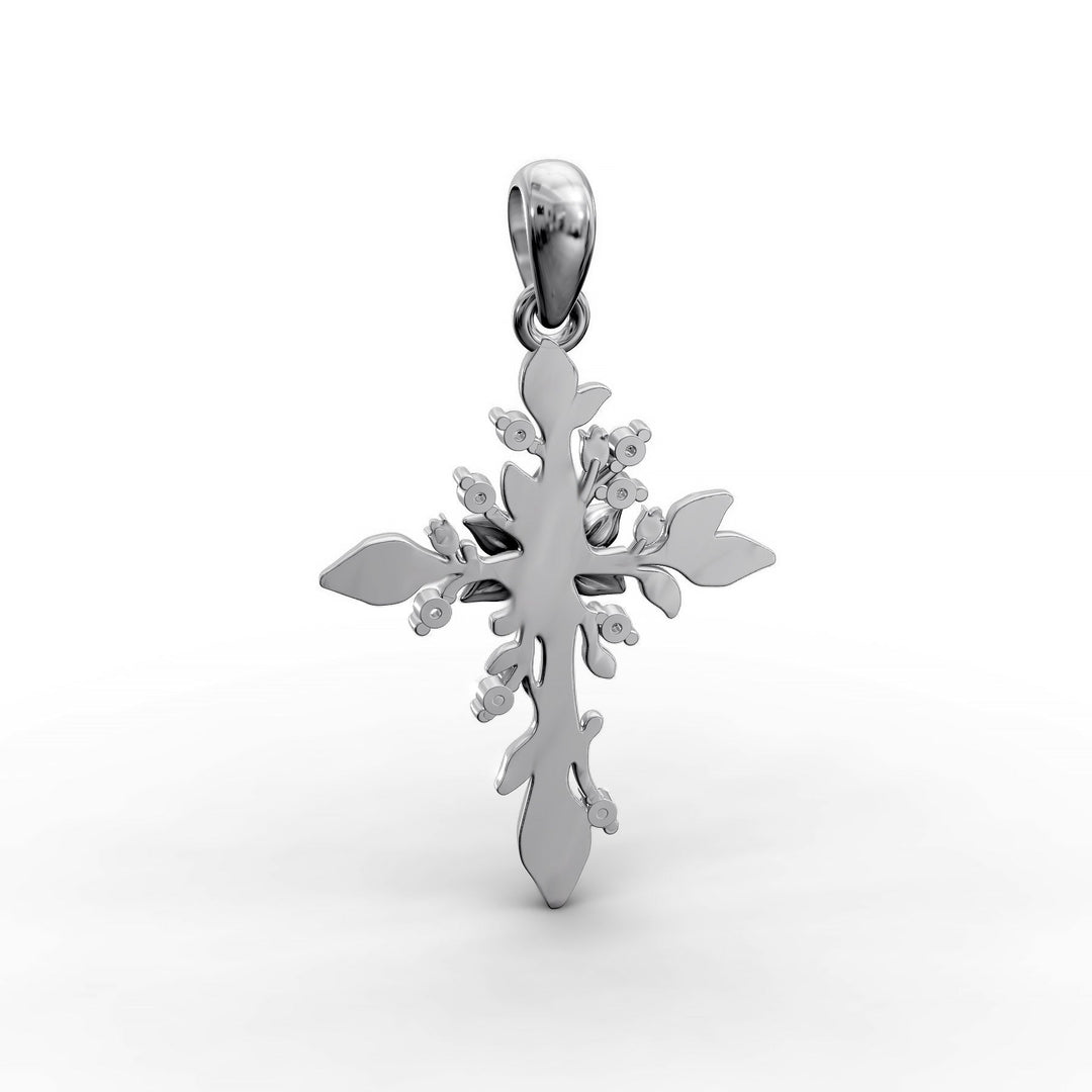 floral-cross-pendant-lab-diamonds-leaf-design