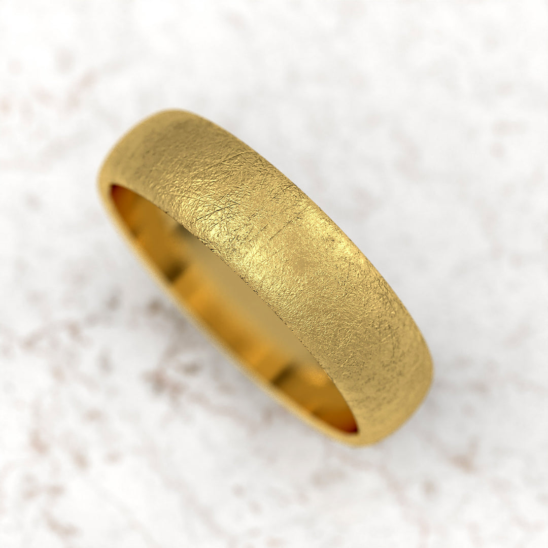 men’s domed band with ice-cut textured surface in 6 mm width