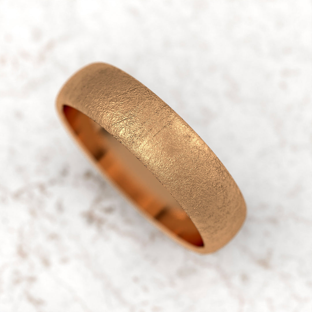 men’s domed band with ice-cut textured surface in 6 mm width