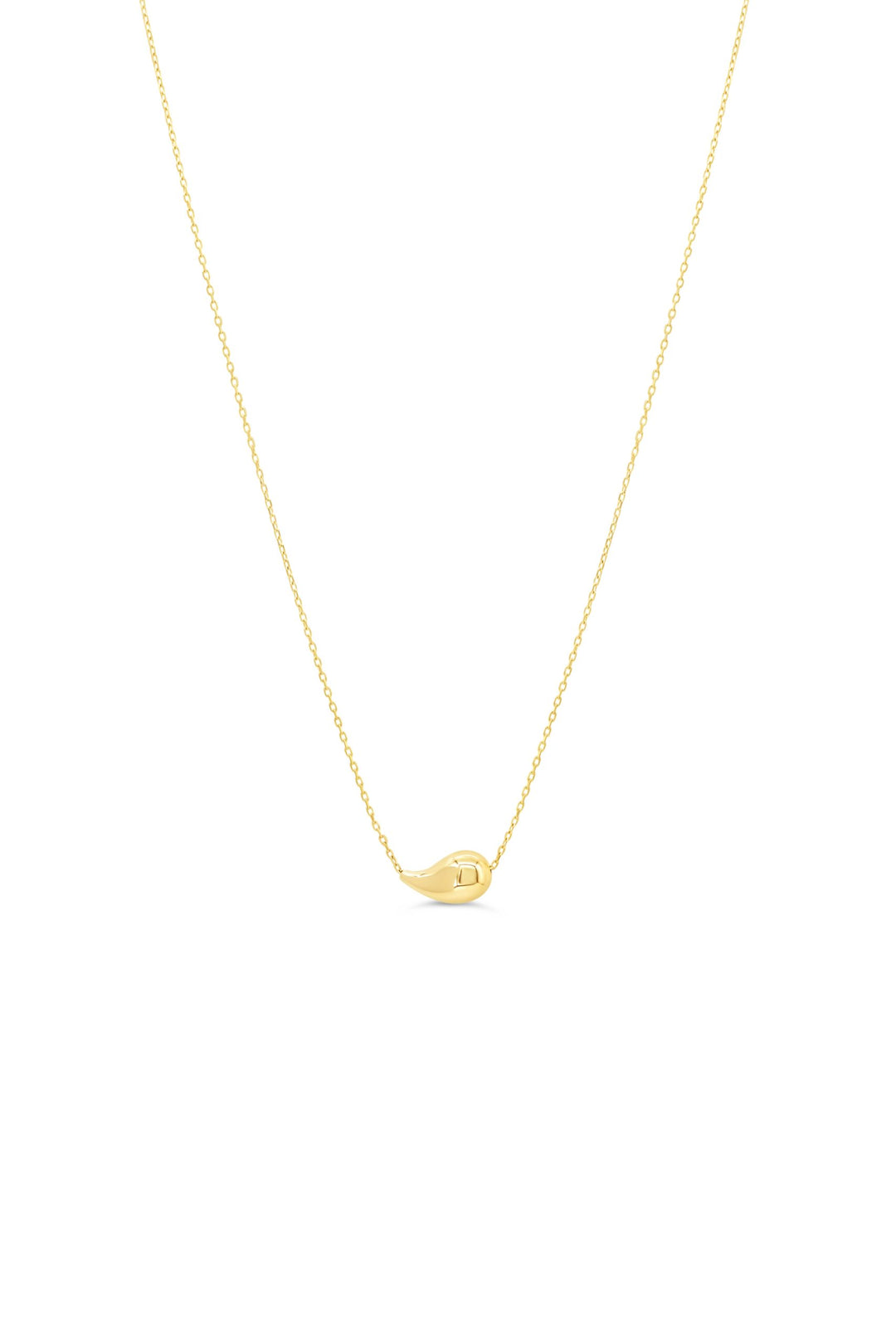 10K yellow gold small drop pendant necklace.