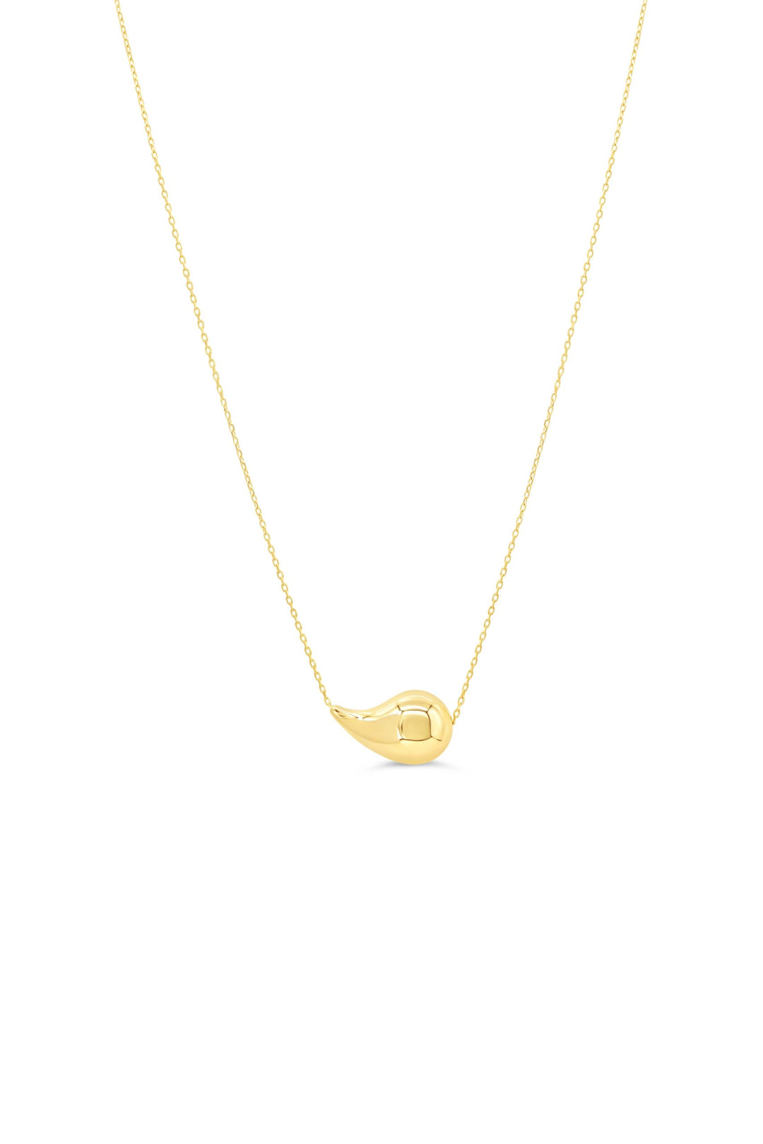 10K yellow gold medium drop pendant necklace with a polished finish on a fine chain.