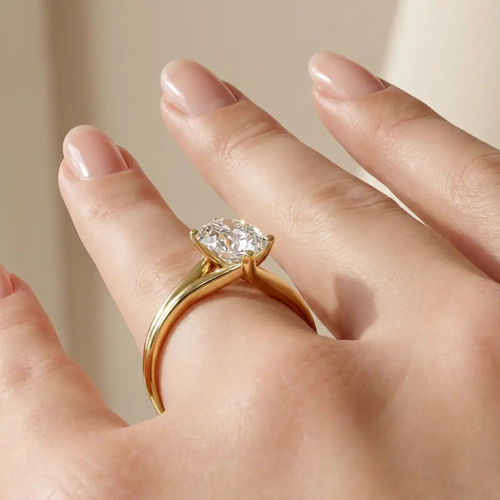 Marquise lab-grown diamond split shank engagement ring
