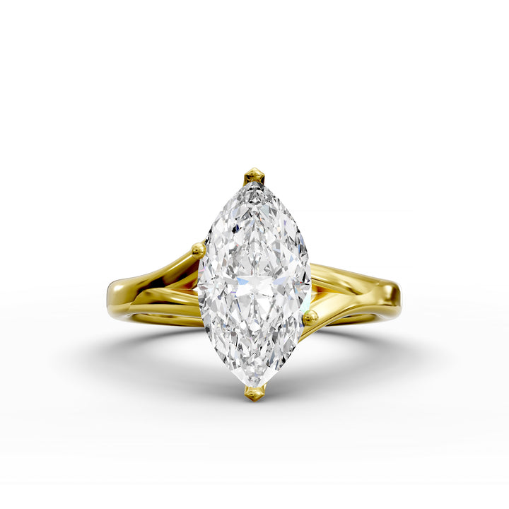 Marquise lab-grown diamond split shank engagement ring
