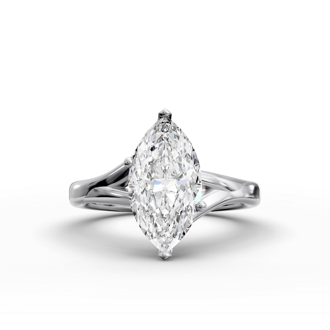 Marquise lab-grown diamond split shank engagement ring
