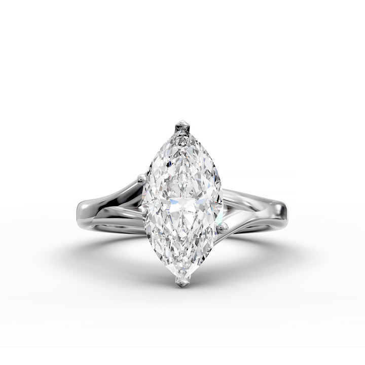 Marquise lab-grown diamond split shank engagement ring
