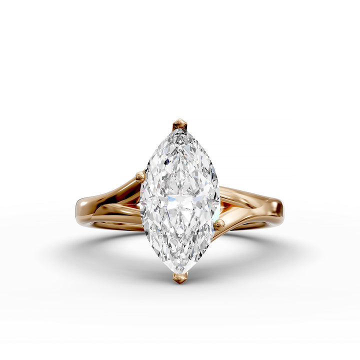 Marquise lab-grown diamond split shank engagement ring

