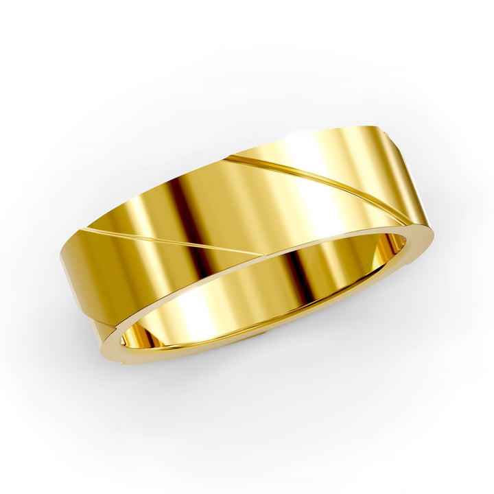 Men’s brushed swirl asymmetry ring with polished contrast and comfort fit