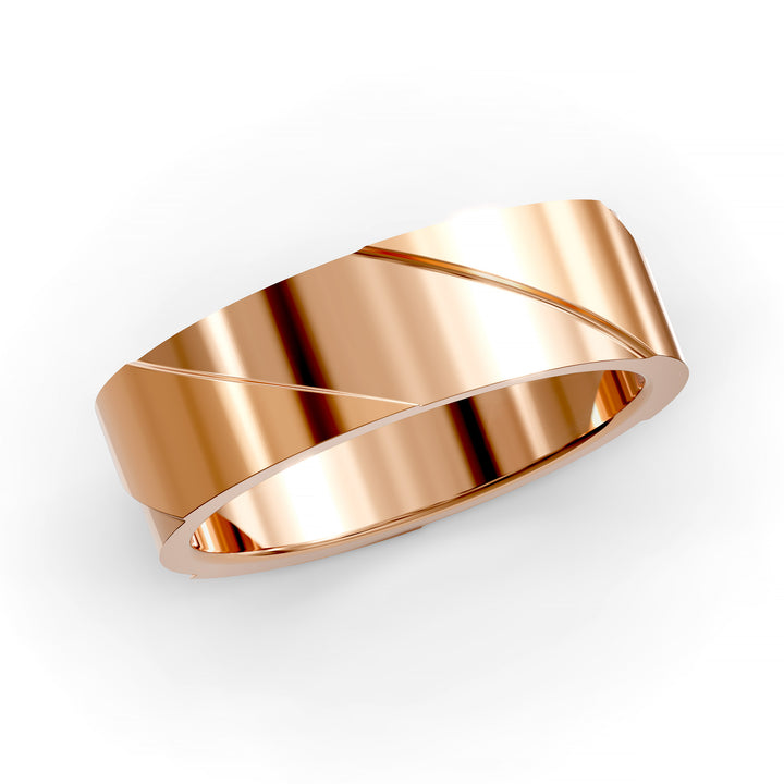 Men’s brushed swirl asymmetry ring with polished contrast and comfort fit