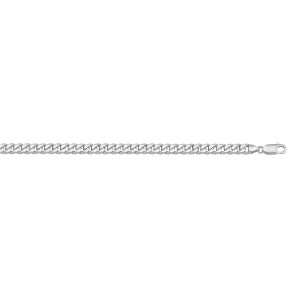 White Gold Flat Beveled Bracelet — 3.3mm, 8"