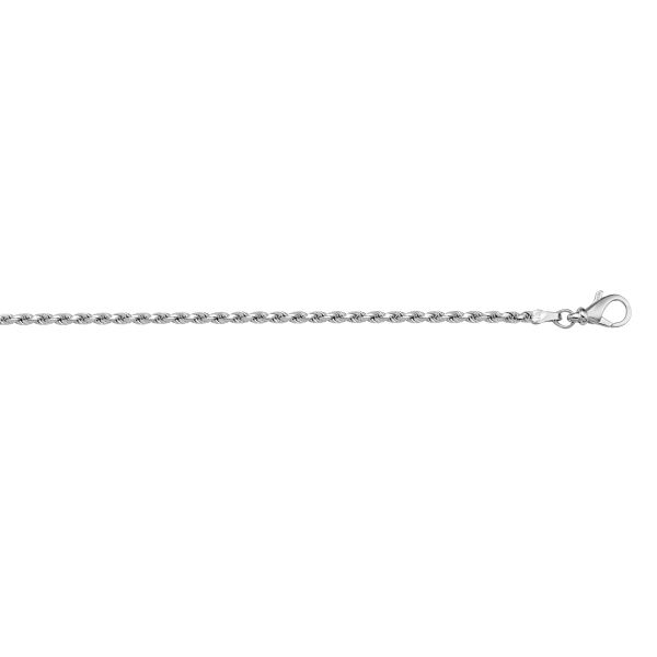 White Gold Diamond Cut Rope Bracelet — 1.3mm, 7"