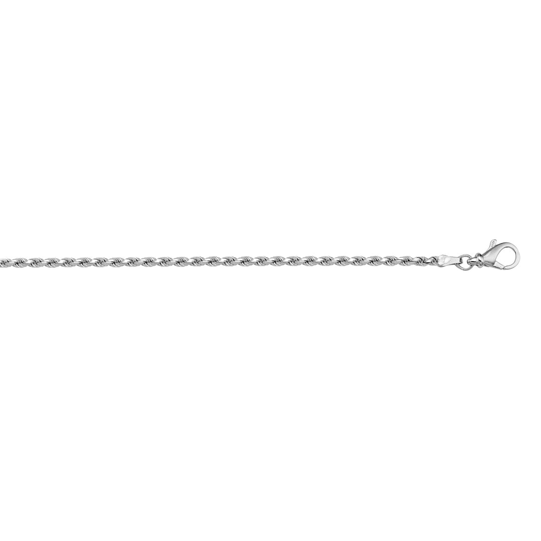 White Gold Diamond Cut Rope Bracelet — 1.3mm, 7"