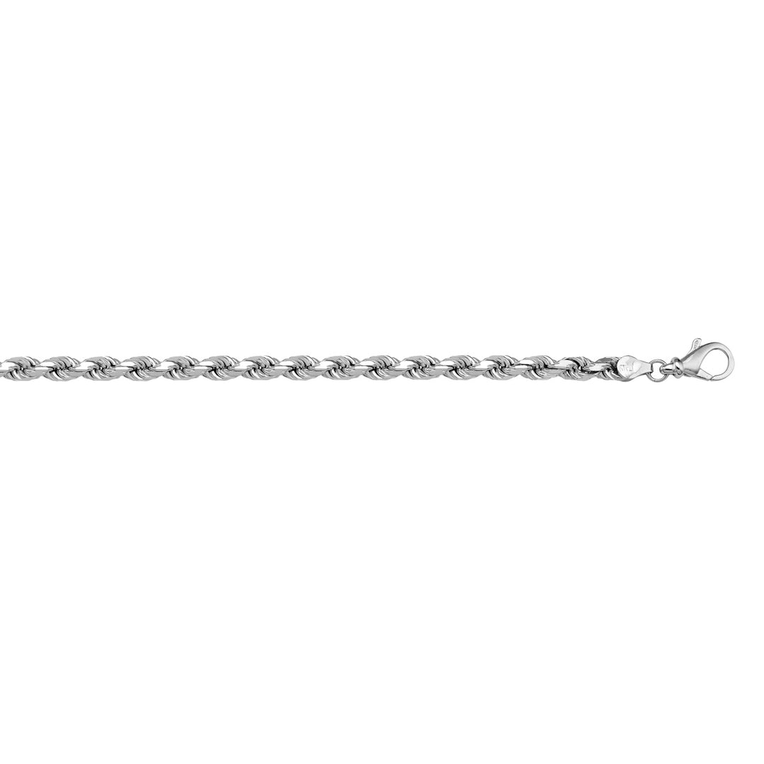 White Gold Diamond Cut Rope Bracelet — 2.3mm, 7"