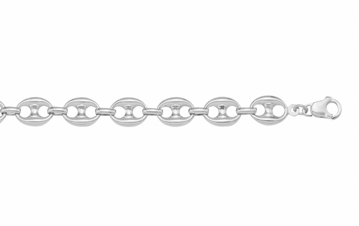 White Gold Link Bracelet — 7.4mm, 7.5"