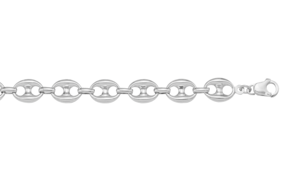 White Gold Link Bracelet — 7.4mm, 7.5"