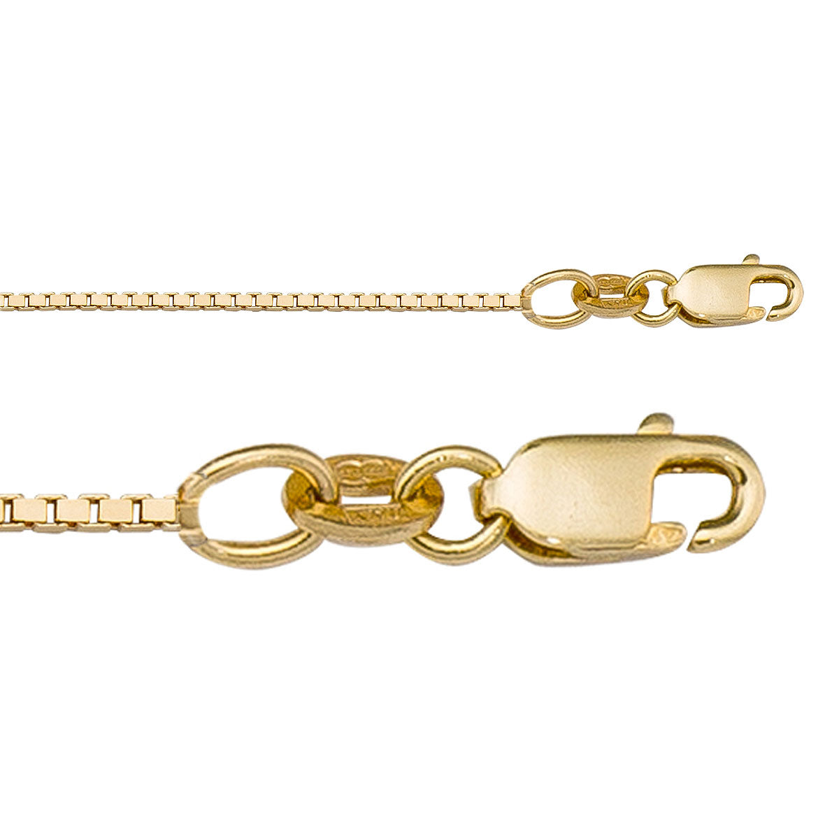 10K / 14K / 18K Yellow Gold Box Necklace 1mm - a touch of sophistication