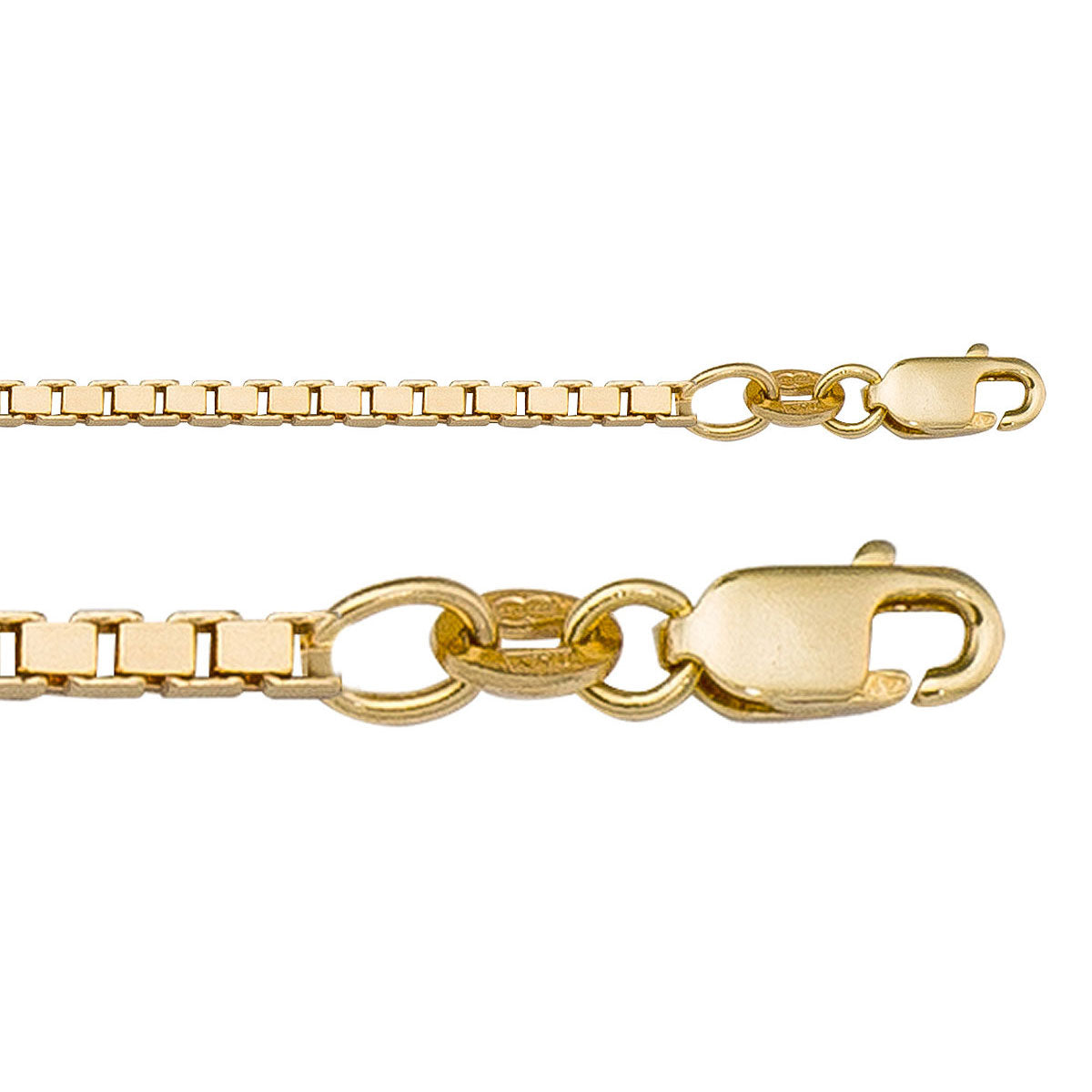 10K / 14K / 18K Yellow Gold Box Necklace 1.9mm - a timeless masterpiece