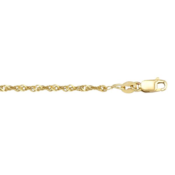 Yellow Gold Singapore Bracelet — 1.7mm, 7"