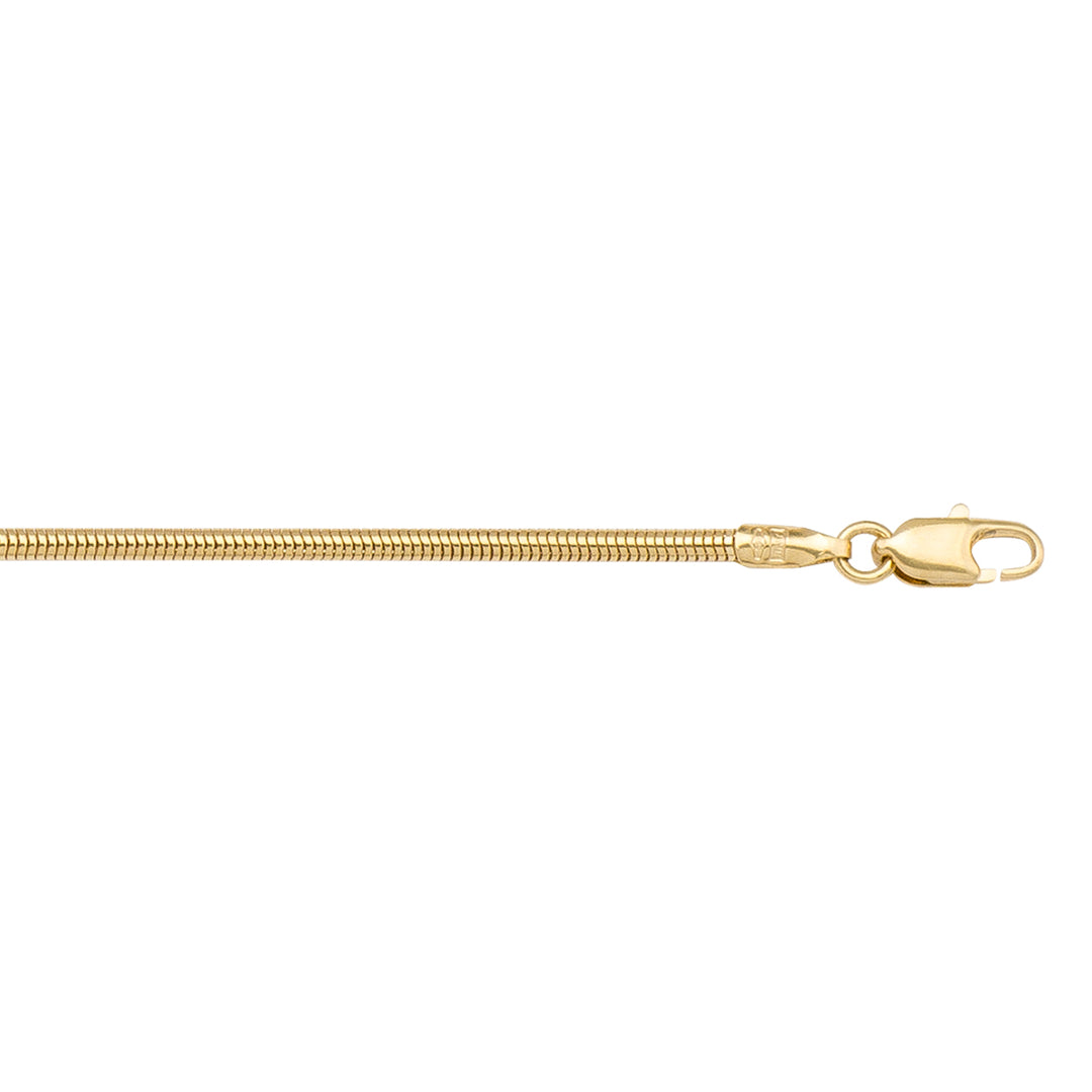 10K / 14K / 18K Yellow Gold Round Snake Necklace 1.4mm - inspired by tradition