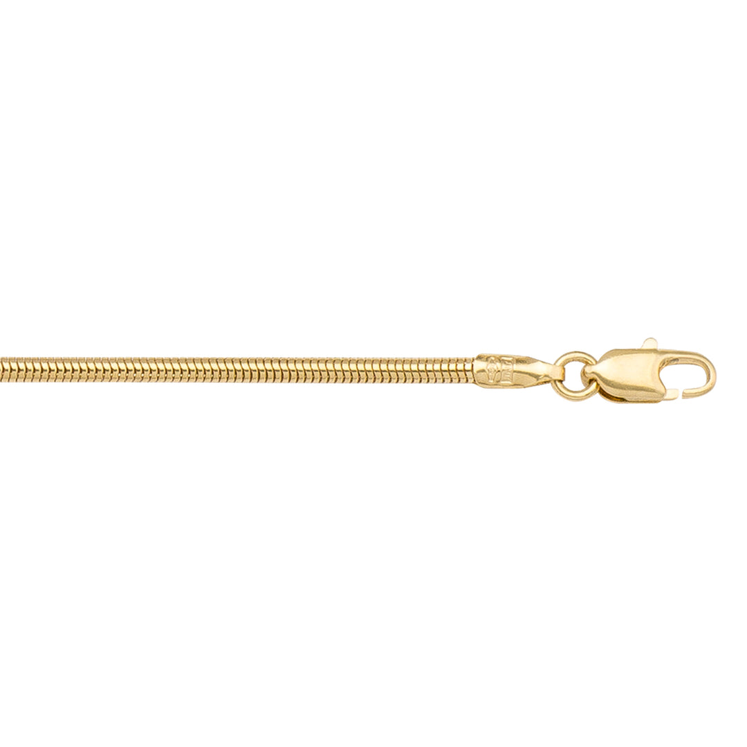 14K / 18K Yellow Gold Round Snake Necklace 1.6mm - classic with a modern twist