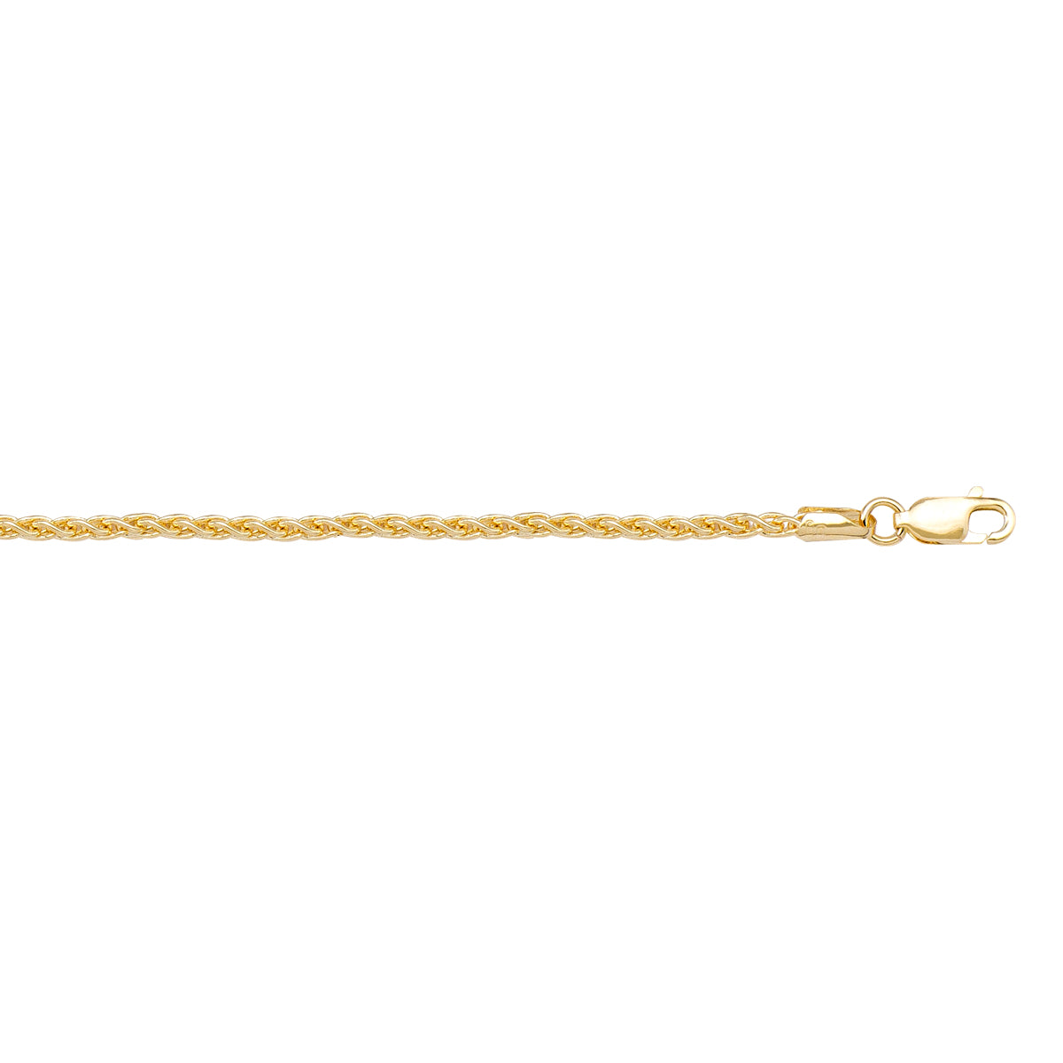 10K / 14K / 18K Yellow Gold Round Wheat Necklace 1.3mm - bold yet elegant