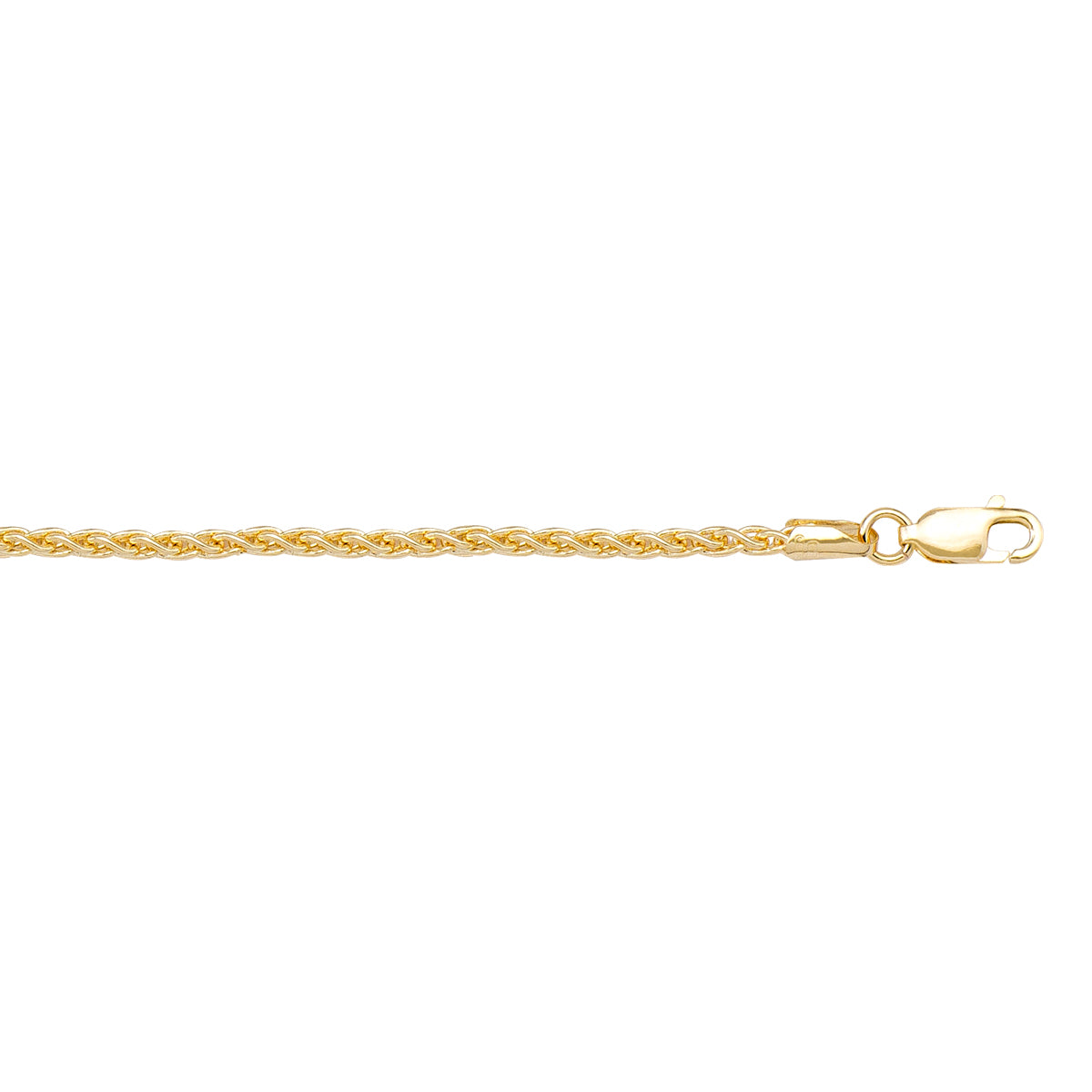 10K / 14K / 18K Yellow Gold Round Wheat Necklace 1.8mm - designed for elegance