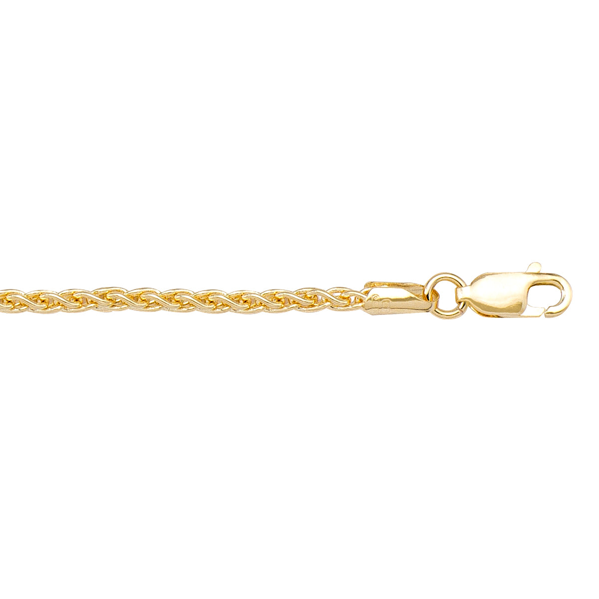 10K / 14K / 18K Yellow Gold Round Wheat Necklace 2.2mm - luxury in every detail