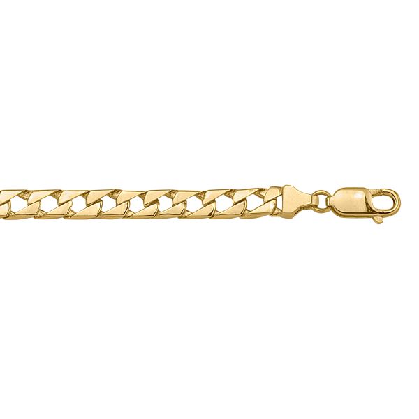 Yellow gold solid link bracelet with 5.4mm width, available in 14k and 18k, featuring a secure lobster clasp.