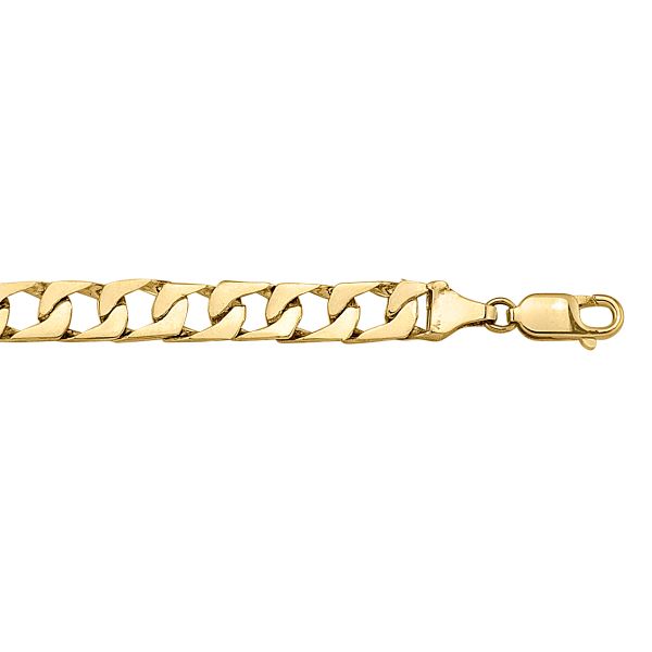 10k/14k/18k Yellow Gold Solid Link Bracelet, 7mm, 8.5"