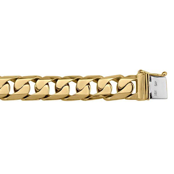 Yellow Gold Squre Crub Bracelet - 11 mm Wide - 8.5 inches Long